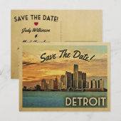 Detroit Save the Date Michigan Ankündigungspostkarte (Vorne/Hinten)