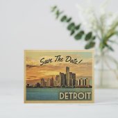 Detroit Save the Date Michigan Ankündigungspostkarte (Stehend Vorderseite)
