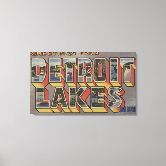 Detroit Seen, Minnesota - Große Briefmarkenszenen Leinwanddruck (Vorderseite)