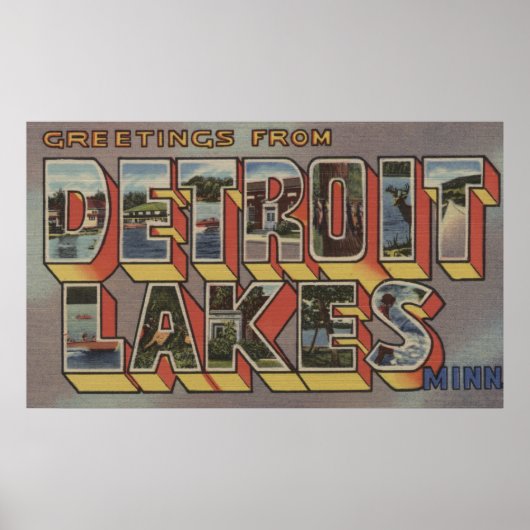 Detroit Seen, Minnesota - Große Briefmarkenszenen Poster (Vorne)