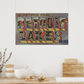 Detroit Seen, Minnesota - Große Briefmarkenszenen Poster (Küche)