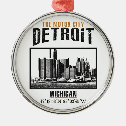 Detroit Silbernes Ornament (Vorne)