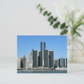 Detroit Skyline 4 Postkarte (Stehend Vorderseite)