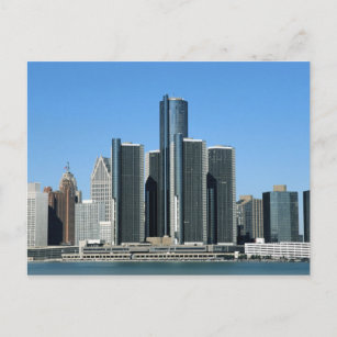 Detroit Skyline 4 Postkarte