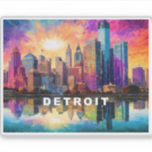 Detroit Skyline Abstrakt Art Aufkleber (Vorderseite)