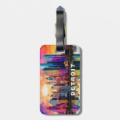 Detroit Skyline Abstrakt Art Gepäckanhänger (Rückseite vertikal)