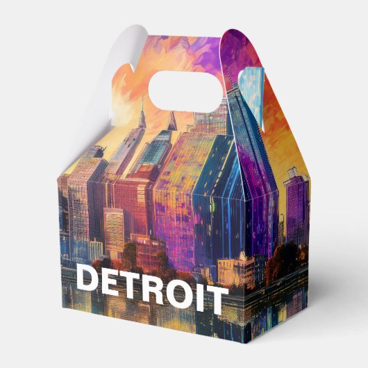 Detroit Skyline Abstrakt Art Geschenkschachtel (Vorderseite)