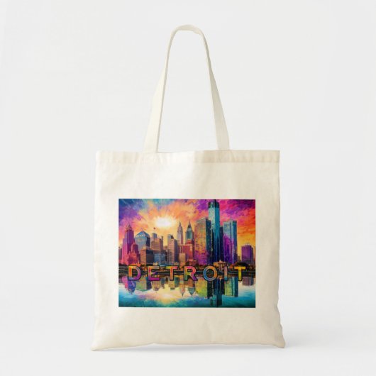 Detroit Skyline Abstrakt Art Tragetasche (Vorne)