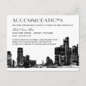 Detroit Skyline Art Déco Hochzeitsunterkünfte Begleitkarte (Vorderseite)
