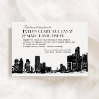 Detroit Skyline Art Deco Wedding