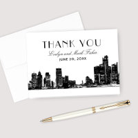 Detroit Skyline Art Deco Wedding Monogram
