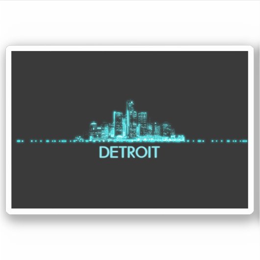 Detroit Skyline Aufkleber (Vorderseite)