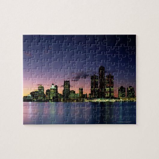 Detroit Skyline bei Dämmerung 2 Puzzle (Horizontal)