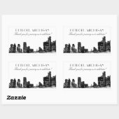 Detroit Skyline Black Art Deco Wedding Vielen Dank Rechteckiger Aufkleber (Blatt)