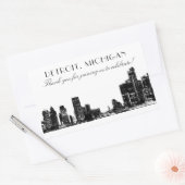 Detroit Skyline Black Art Deco Wedding Vielen Dank Rechteckiger Aufkleber (Umschlag)