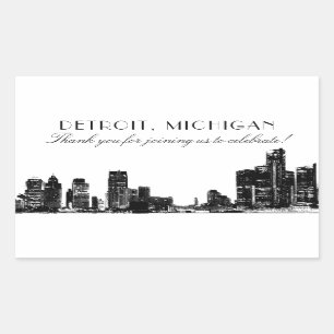 Detroit Skyline Black Art Deco Wedding Vielen Dank Rechteckiger Aufkleber