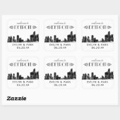 Detroit Skyline Black Art Deco Wedding Willkommen Quadratischer Aufkleber (Blatt)