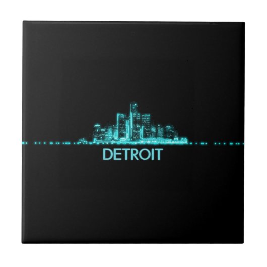 Detroit Skyline Fliese (Vorderseite)