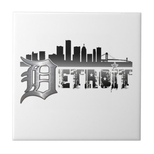 Detroit-Skyline Fliese (Vorderseite)