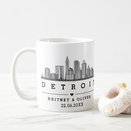 DETROIT Skyline - Gewohnte Hochzeit Kaffeetasse (Mit Donut)