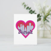 Detroit Skyline Heart Postkarte (Stehend Vorderseite)
