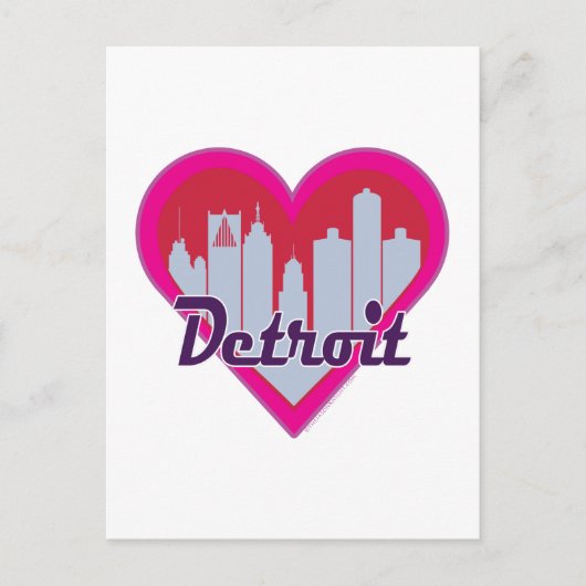 Detroit Skyline Heart Postkarte (Vorderseite)