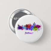 Detroit skyline im Watercolor Button (Vorne & Hinten)