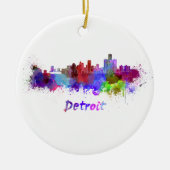 Detroit skyline im Watercolor Keramik Ornament (Vorne)