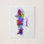 Detroit skyline im Watercolor Puzzle (Vertikal)