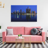 Detroit Skyline in der Nacht Leinwanddruck (Insitu (Wohnzimmer))
