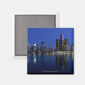 Detroit Skyline in der Nacht Magnet (Vorderseite/Rückseite)