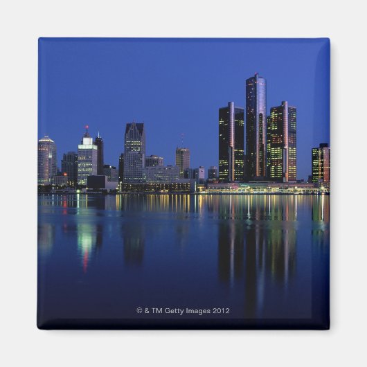 Detroit Skyline in der Nacht Magnet (Vorne)