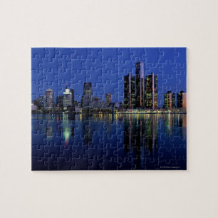 Detroit Skyline in der Nacht Puzzle
