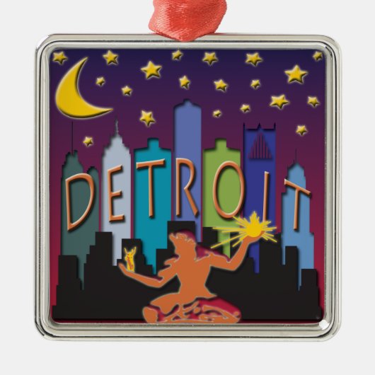 Detroit-Skyline-Mega- Farbe Ornament Aus Metall (Vorne)