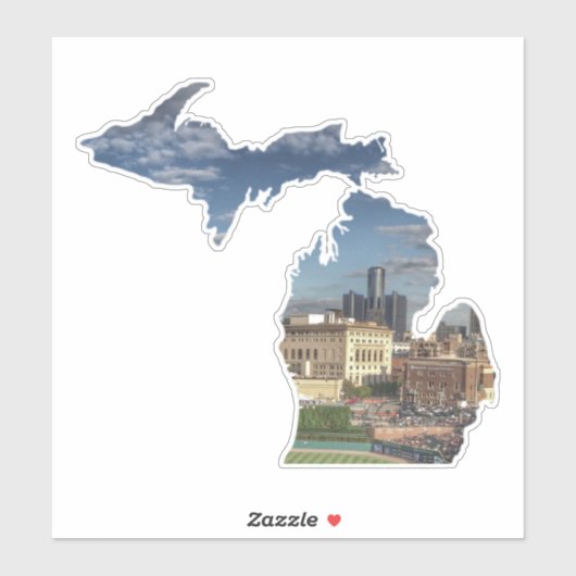 Detroit Skyline Michigan Sticker (Blatt)