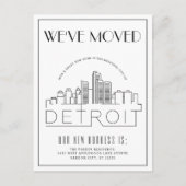  Detroit Skyline Moderner Deko Adresswechsel Ankündigungspostkarte (Vorderseite)