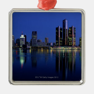 Detroit-Skyline nachts Ornament Aus Metall