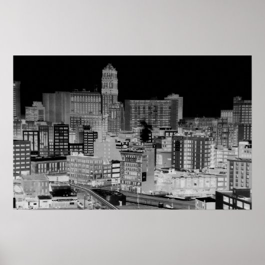 Detroit Skyline Negative Poster (Vorne)