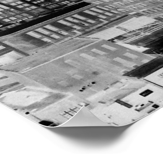 Detroit Skyline Negative Poster (Ecke)