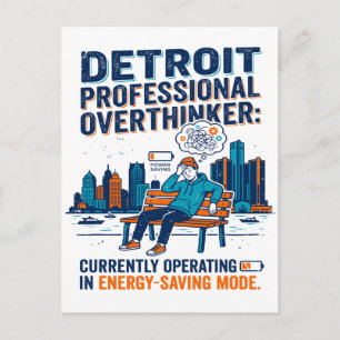 Detroit-Skyline Person ruht in Energiesparmodus Postkarte