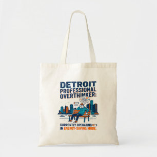 Detroit Skyline Person ruht in Energiesparmodus Tragetasche