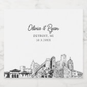 Detroit Skyline Personalisiert Bierflaschenetikett (Einzelnes Label)