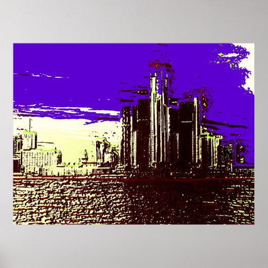 Detroit Skyline Poster (Vorne)