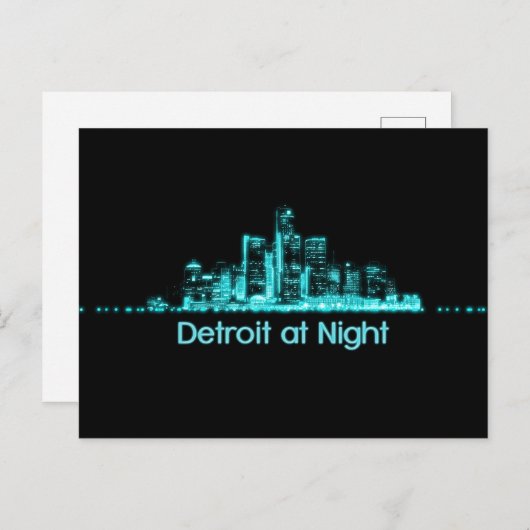 Detroit Skyline Postkarte (Vorne/Hinten)