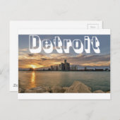 Detroit Skyline Postkarte (Vorne/Hinten)