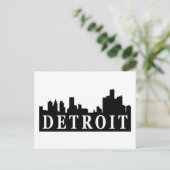 Detroit Skyline Postkarte (Stehend Vorderseite)