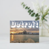 Detroit Skyline Postkarte (Stehend Vorderseite)