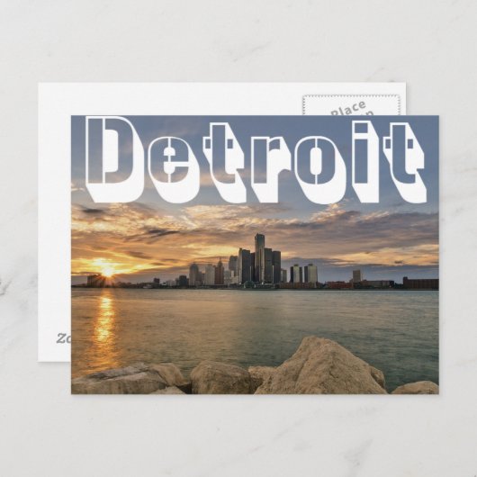 Detroit Skyline Postkarte (Vorne/Hinten)