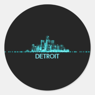 Detroit Skyline Runder Aufkleber