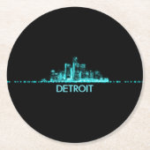 Detroit Skyline Runder Pappuntersetzer (Vorderseite)